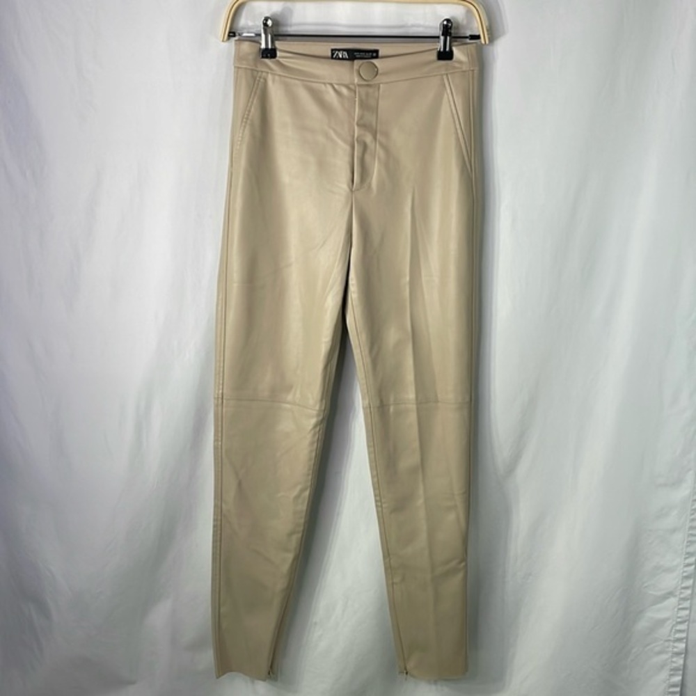 Zara faux leather trousers inside ankle zippers